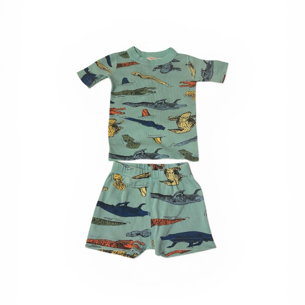 SOLD Hanna Andersson 3T Kids Two-Piece Alligator Print Organic Cotton Pajama Set